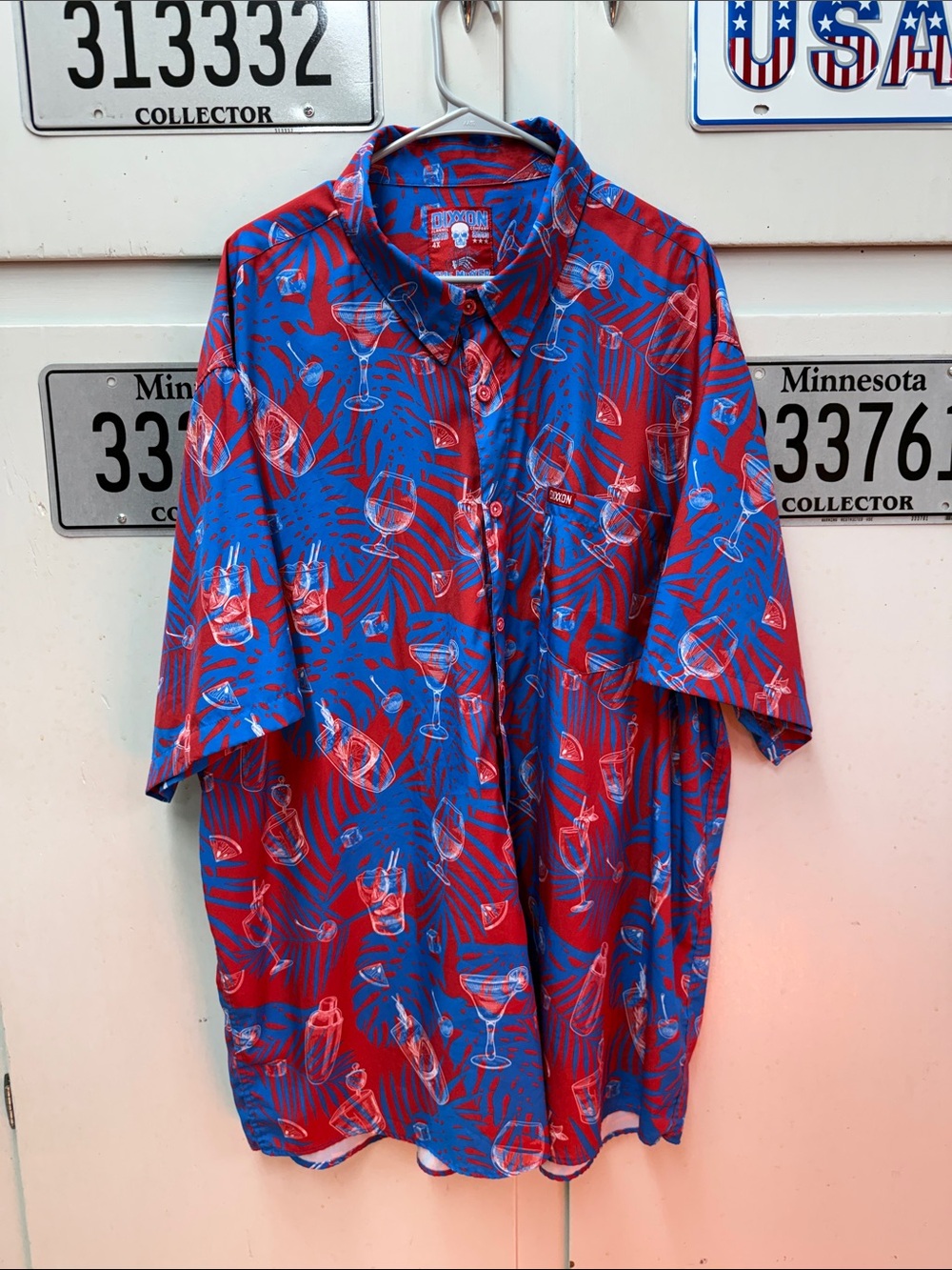 DIXXON Red & Blue Tropical Print Button-Down Shirt